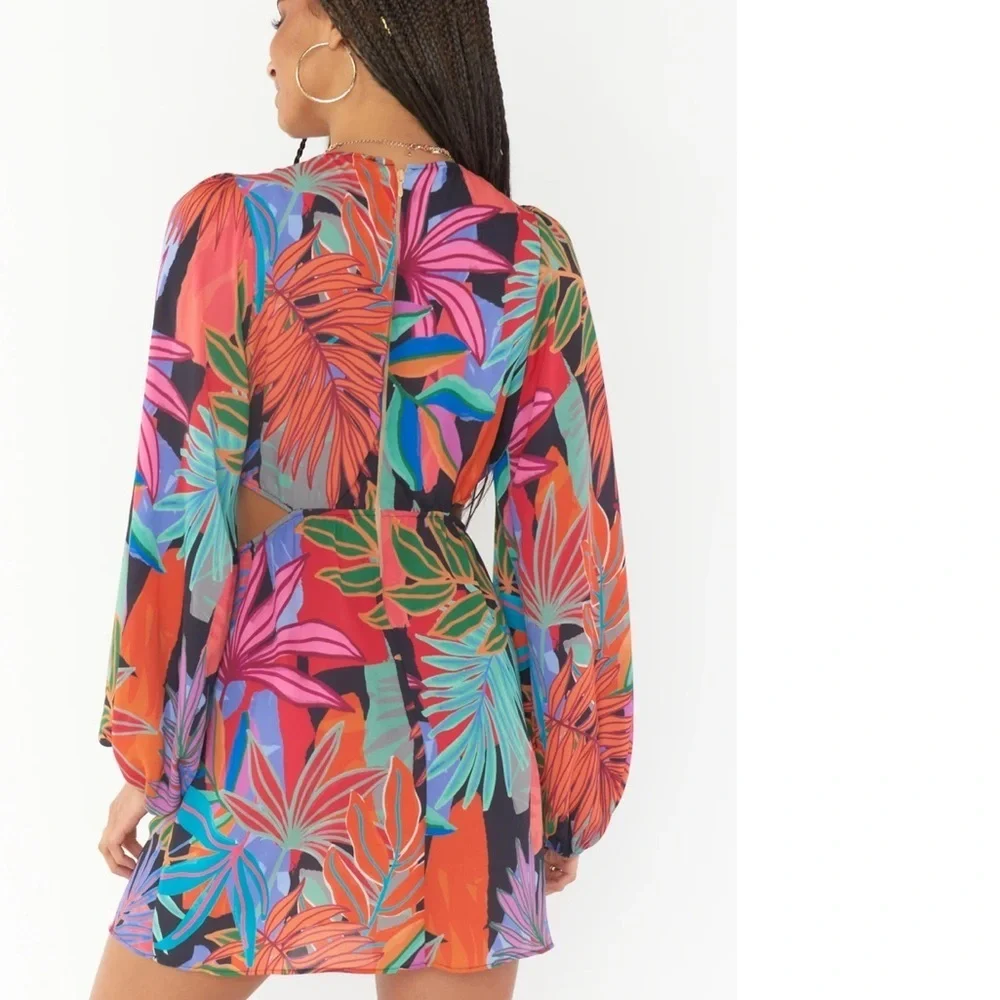 SHOW ME YOUR MUMU Go Out Cut Out Mini Dress Tropical Paradise Size Medium - Picture 15 of 16